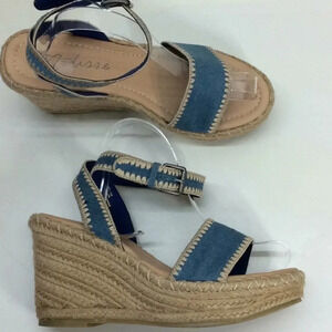 Matisse Blue Denim Wedge Platform Espadrilles